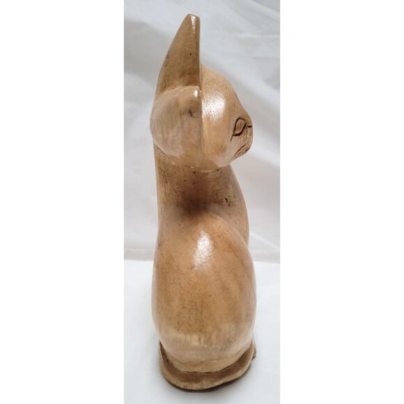 Hand-Carved Wooden Cat Statue Figure Figurine - About 6.5 inches Tall - Lot O - Picture 5 of 7